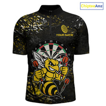 Load image into Gallery viewer, Yellow Grunge Funny Bee Darts Shirt For Men Custom Darts Jersey Team Polo &amp; 1/4 Zip, Darts Gifts TDM6374