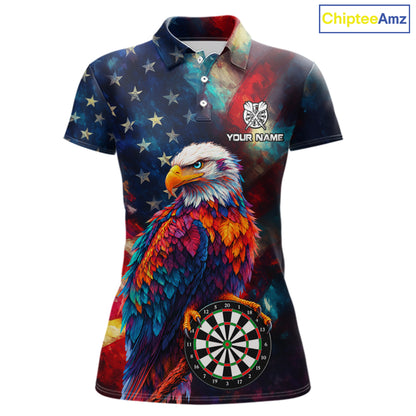 Personalized Eagle Colorful Darts Shirts For Women Custom American Flag Patriotic Darts Team Jersey TDM7619