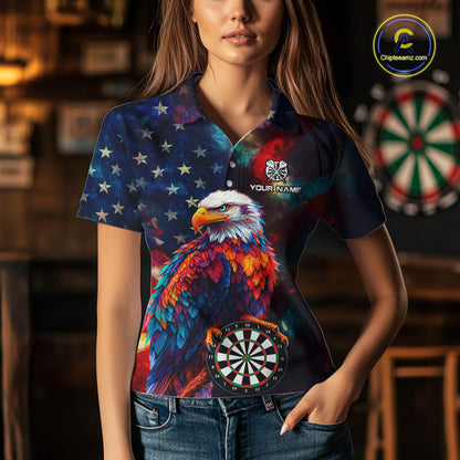 Personalized Eagle Colorful Darts Shirts For Women Custom American Flag Patriotic Darts Team Jersey TDM7619