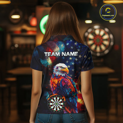 Personalized Eagle Colorful Darts Shirts For Women Custom American Flag Patriotic Darts Team Jersey TDM7619