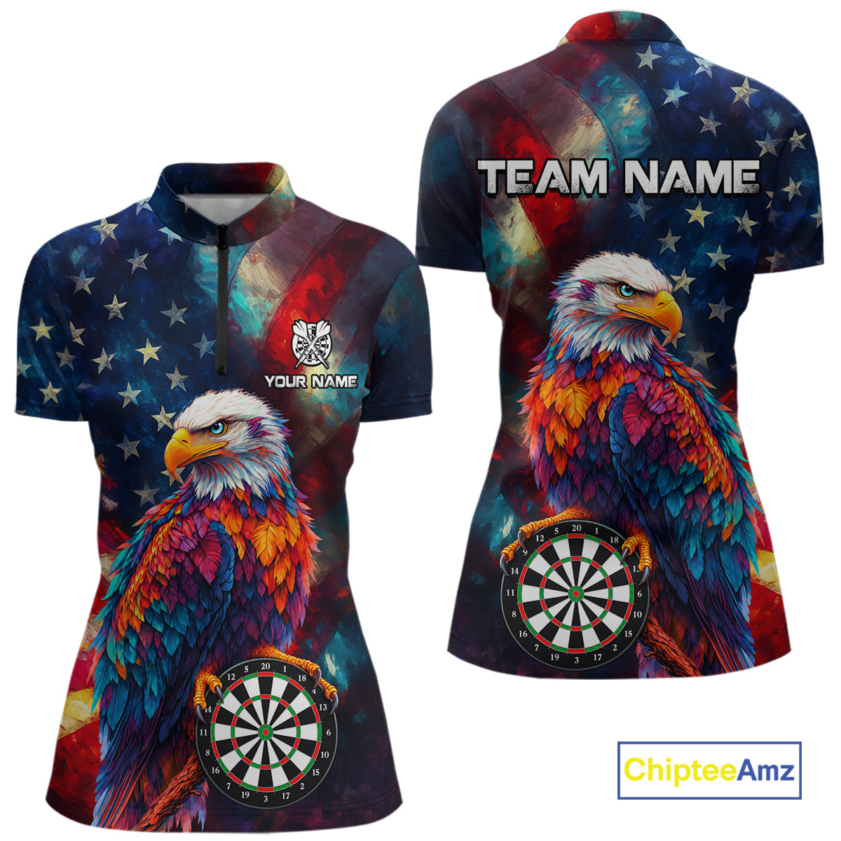 Personalized Eagle Colorful Darts Shirts For Women Custom American Flag Patriotic Darts Team Jersey TDM7619