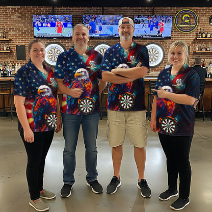Personalized Eagle Colorful Darts Shirts For Men Custom American Flag Patriotic Darts Team Jersey TDM7619