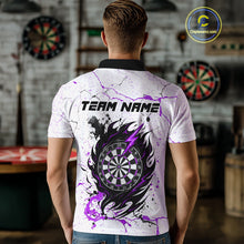 Load image into Gallery viewer, Personalized White Grunge Wolf Darts Shirt For Men Custom Darts Team Jersey Polo &amp; 1/4 Zip|Purple TDM5282