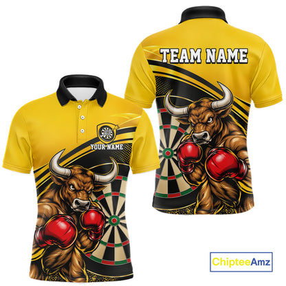 Yellow And Black Funny Bull Darts Shirts For Men Custom Darts Team Jersey Personalized Darts Gift TDM7979