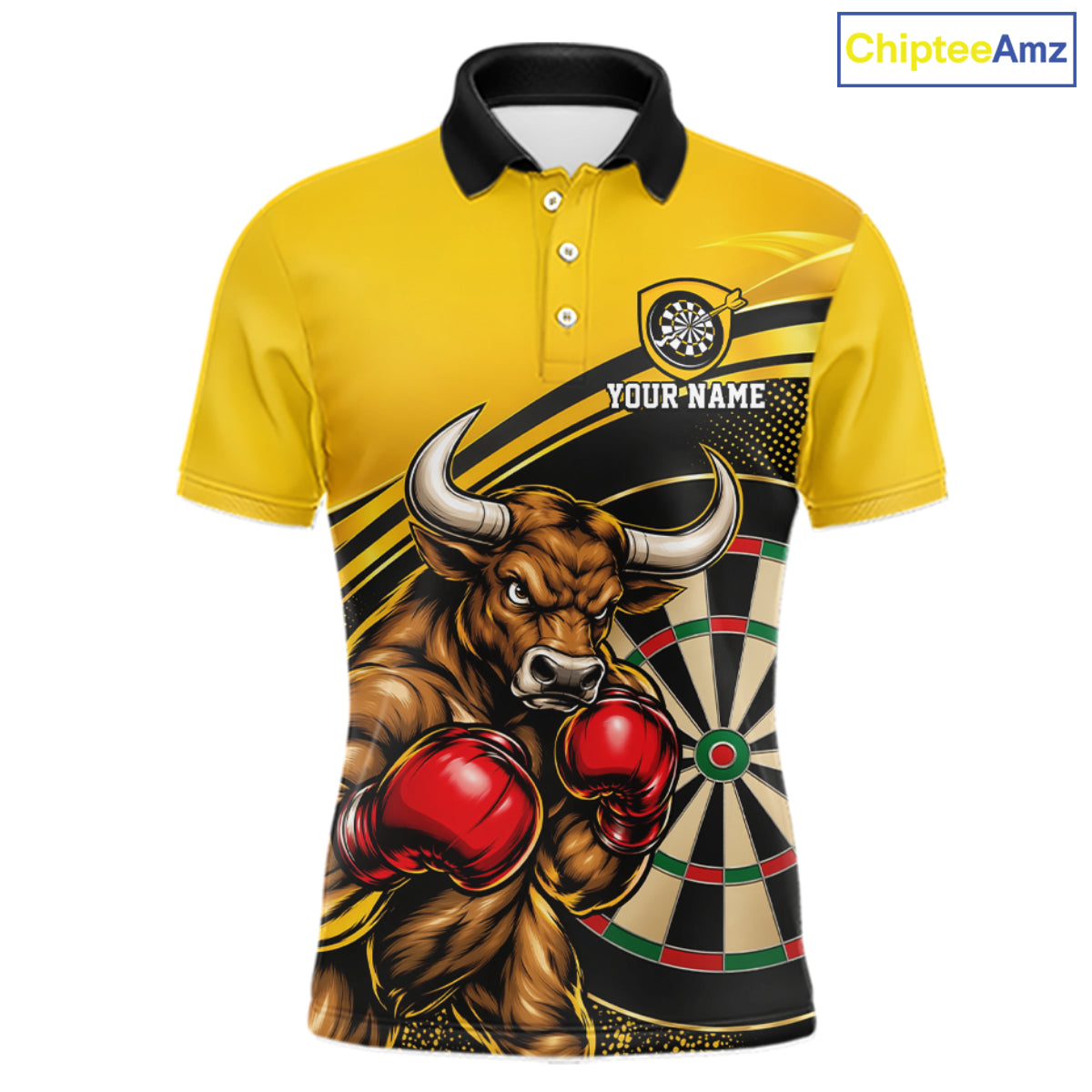 Yellow And Black Funny Bull Darts Shirts For Men Custom Darts Team Jersey Personalized Darts Gift TDM7979