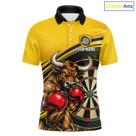 Yellow And Black Funny Bull Darts Shirts For Men Custom Darts Team Jersey Personalized Darts Gift TDM7979