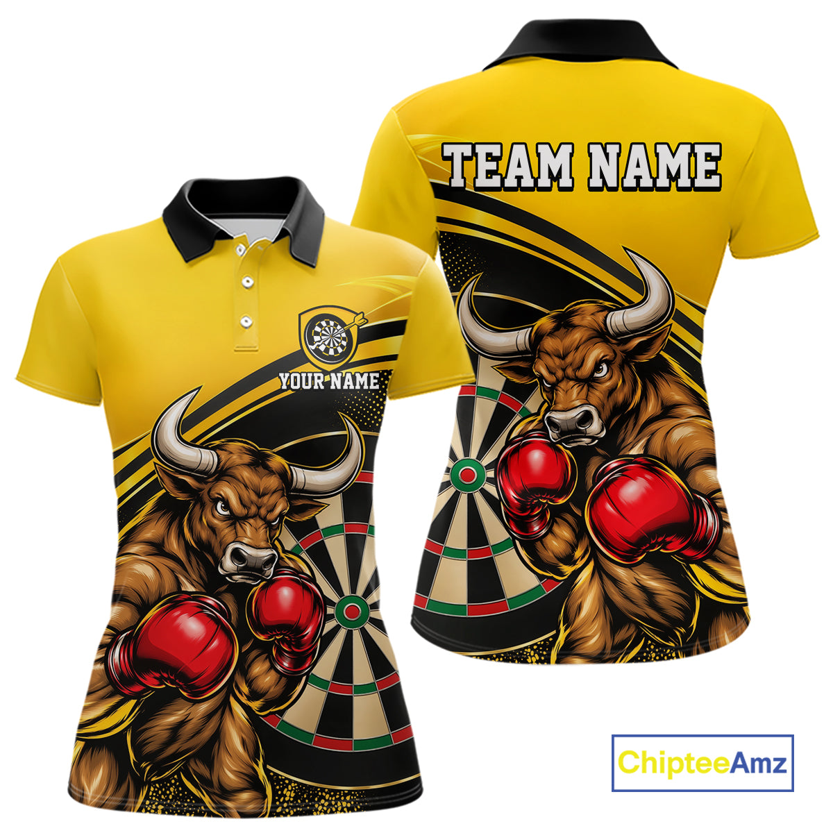Yellow And Black Funny Bull Darts Shirts For Women Custom Darts Team Jersey Personalized Darts Gift TDM7979