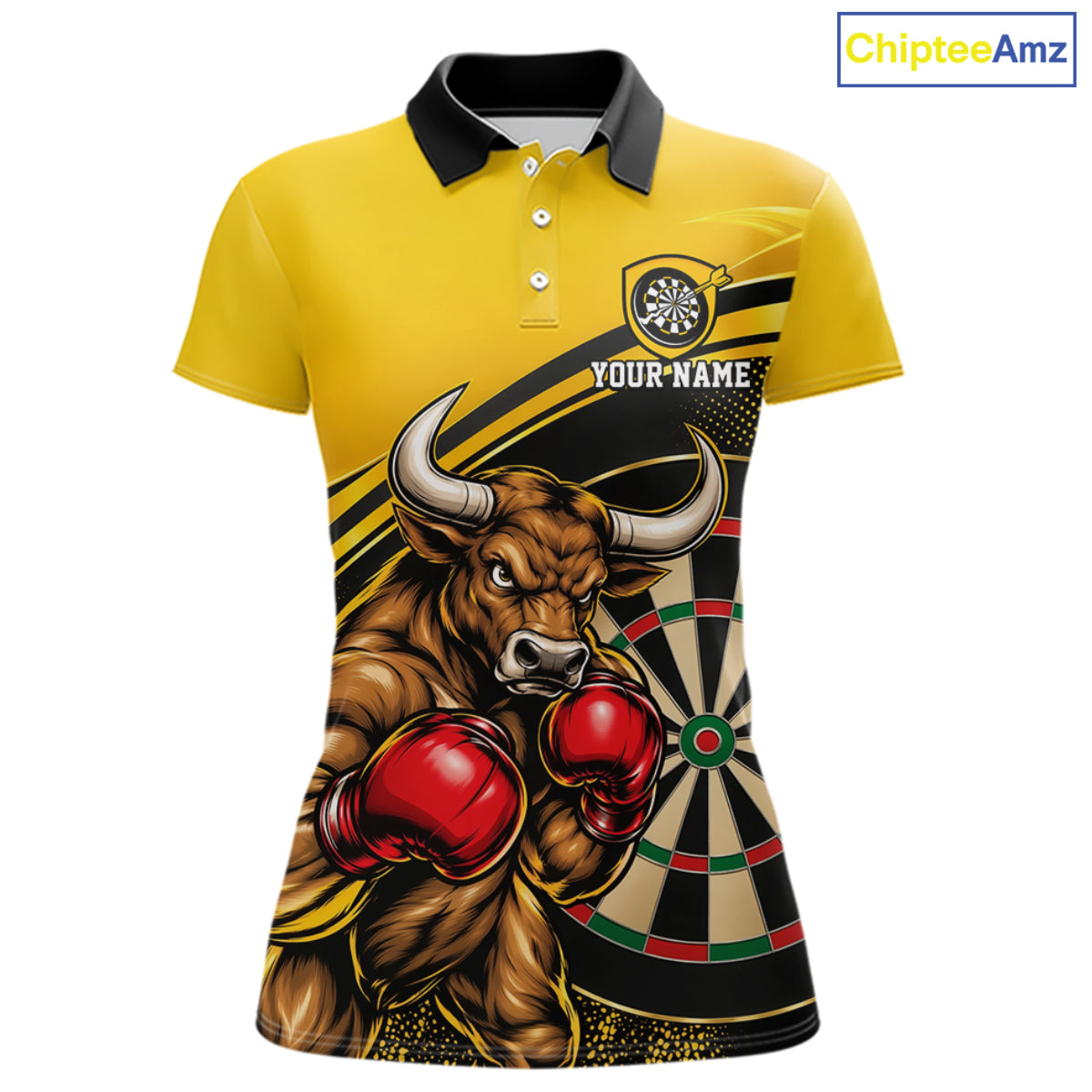 Yellow And Black Funny Bull Darts Shirts For Women Custom Darts Team Jersey Personalized Darts Gift TDM7979