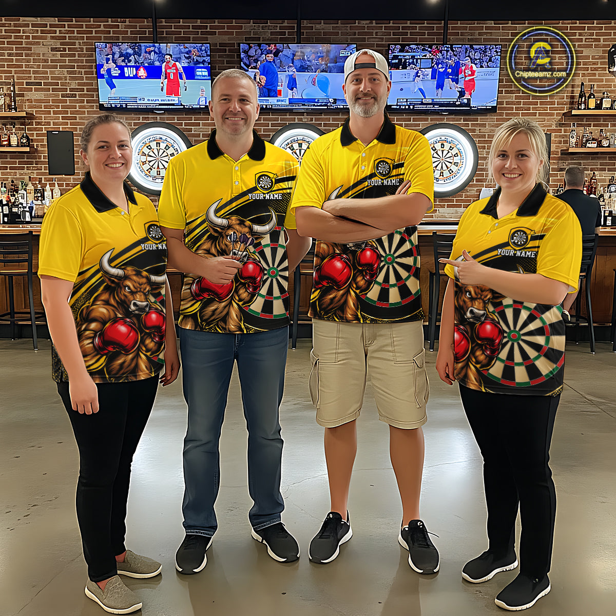 Yellow And Black Funny Bull Darts Shirts For Women Custom Darts Team Jersey Personalized Darts Gift TDM7979