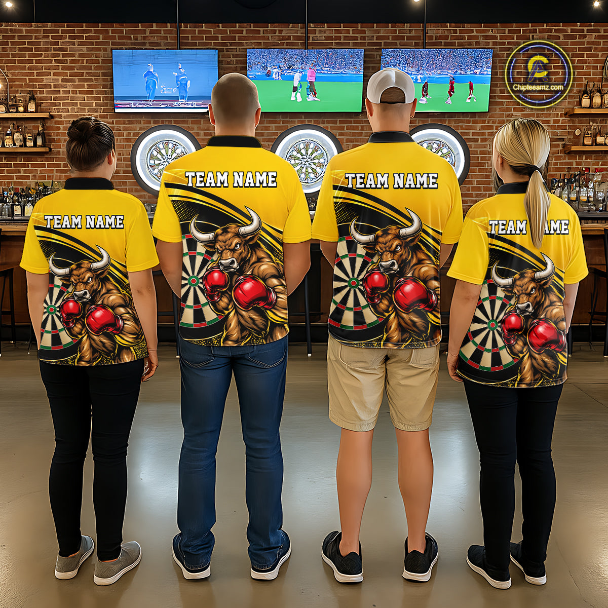 Yellow And Black Funny Bull Darts Shirts For Women Custom Darts Team Jersey Personalized Darts Gift TDM7979