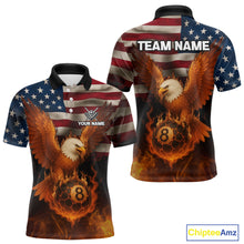 Load image into Gallery viewer, American Flag Eagle Fire 8 Ball Billiard Shirt For Men Custom Patriotic Billiard Pool Team Jersey TDM5087