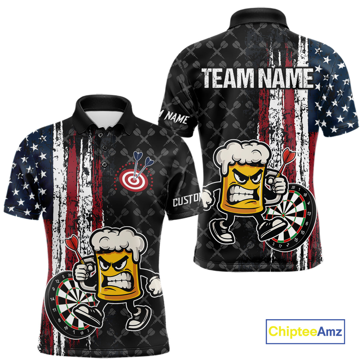 Funny Angry Beer Grunge American Flag Darts Shirt For Men Custom Patriotic Darts Team Jersey TDM5563