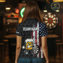 Load image into Gallery viewer, Funny Angry Beer Grunge American Flag Darts Shirt For Women Custom Patriotic Darts Team Jersey TDM5563