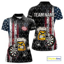 Load image into Gallery viewer, Funny Angry Beer Grunge American Flag Darts Shirt For Women Custom Patriotic Darts Team Jersey TDM5563