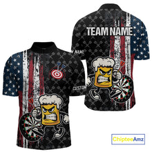 Load image into Gallery viewer, Funny Angry Beer Grunge American Flag Darts Shirt For Men Custom Patriotic Darts Team Jersey TDM5563