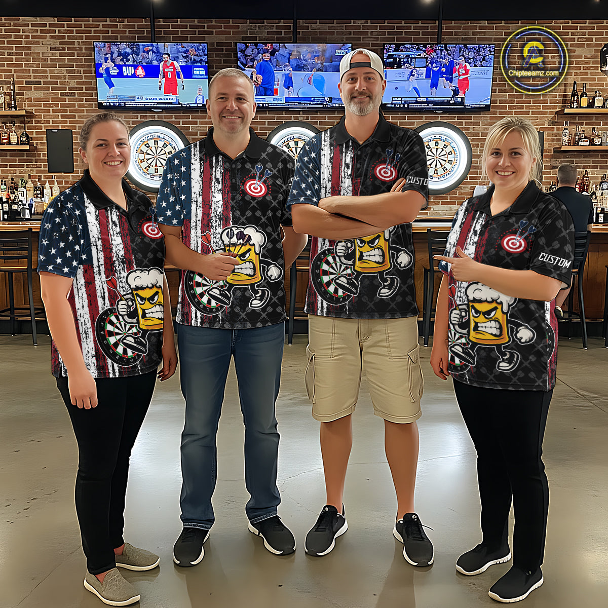 Funny Angry Beer Grunge American Flag Darts Shirt For Men Custom Patriotic Darts Team Jersey TDM5563