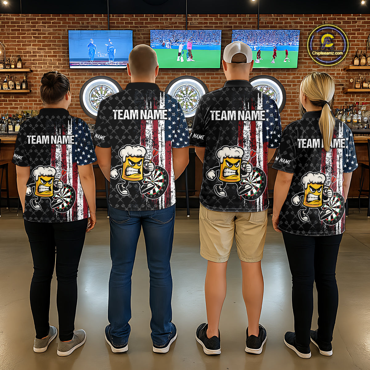 Funny Angry Beer Grunge American Flag Darts Shirt For Men Custom Patriotic Darts Team Jersey TDM5563