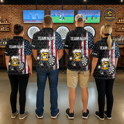 Funny Angry Beer Grunge American Flag Darts Shirt For Men Custom Patriotic Darts Team Jersey TDM5563