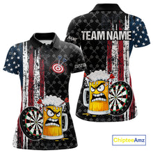 Load image into Gallery viewer, Funny Angry Beer Grunge American Flag Darts Shirt For Women Custom Patriotic Darts Team Jersey TDM5564
