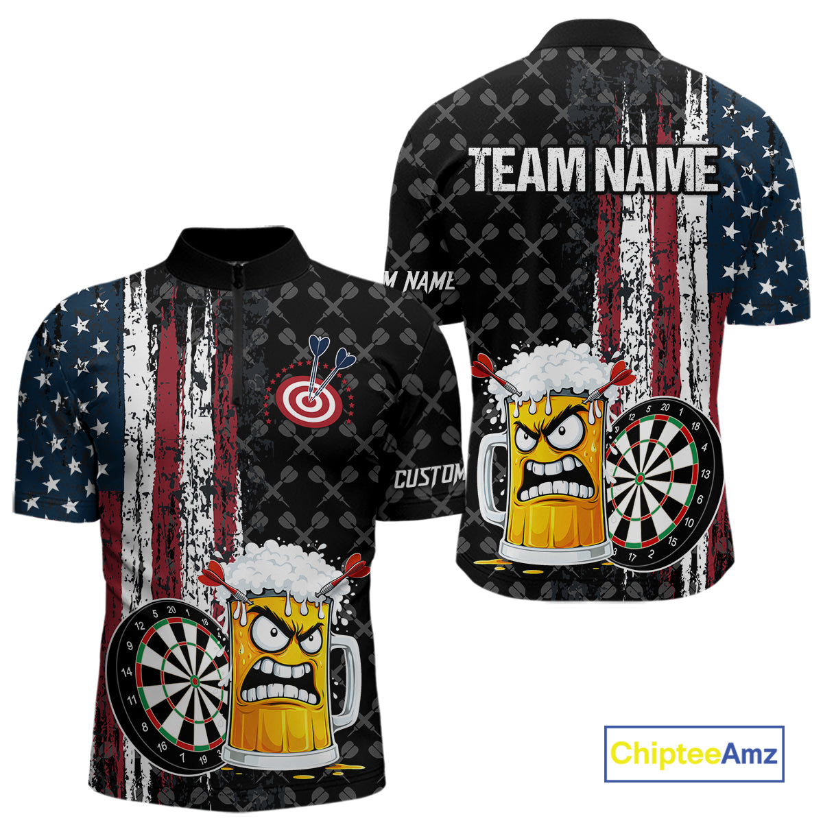 Funny Angry Beer Grunge American Flag Darts Shirt For Men Custom Patriotic Darts Team Jersey TDM5564