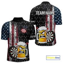 Load image into Gallery viewer, Funny Angry Beer Grunge American Flag Darts Shirt For Men Custom Patriotic Darts Team Jersey TDM5564