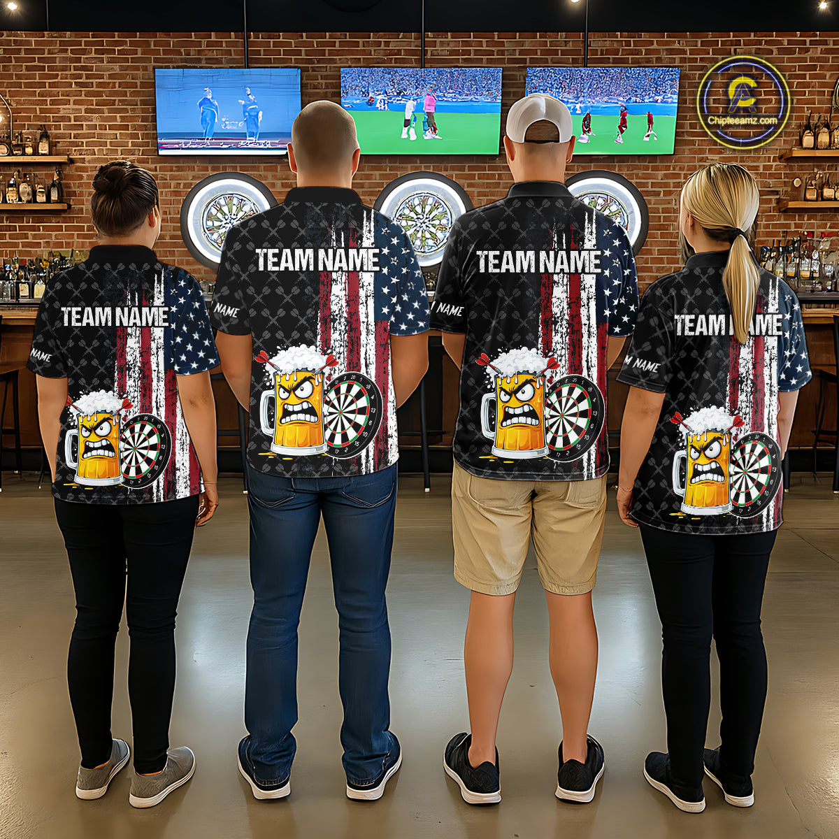 Funny Angry Beer Grunge American Flag Darts Shirt For Women Custom Patriotic Darts Team Jersey TDM5564