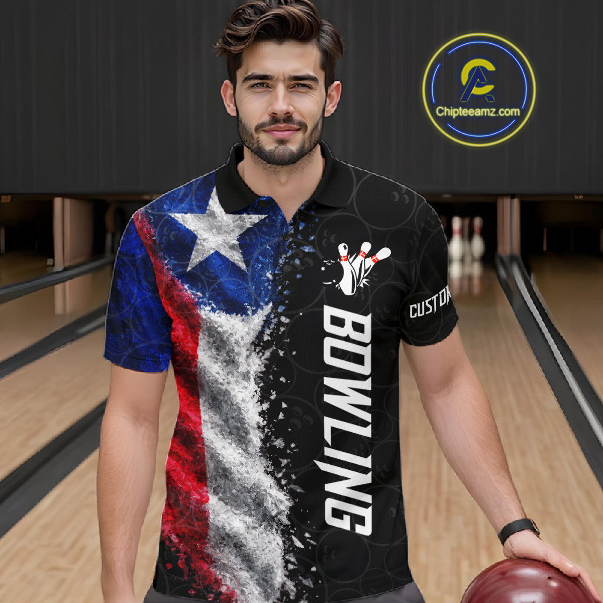 Custom Texas Flag Bowling Shirt, Patriotic Bowling Team Jersey Polo & Quarter Zip For Men TDM7358