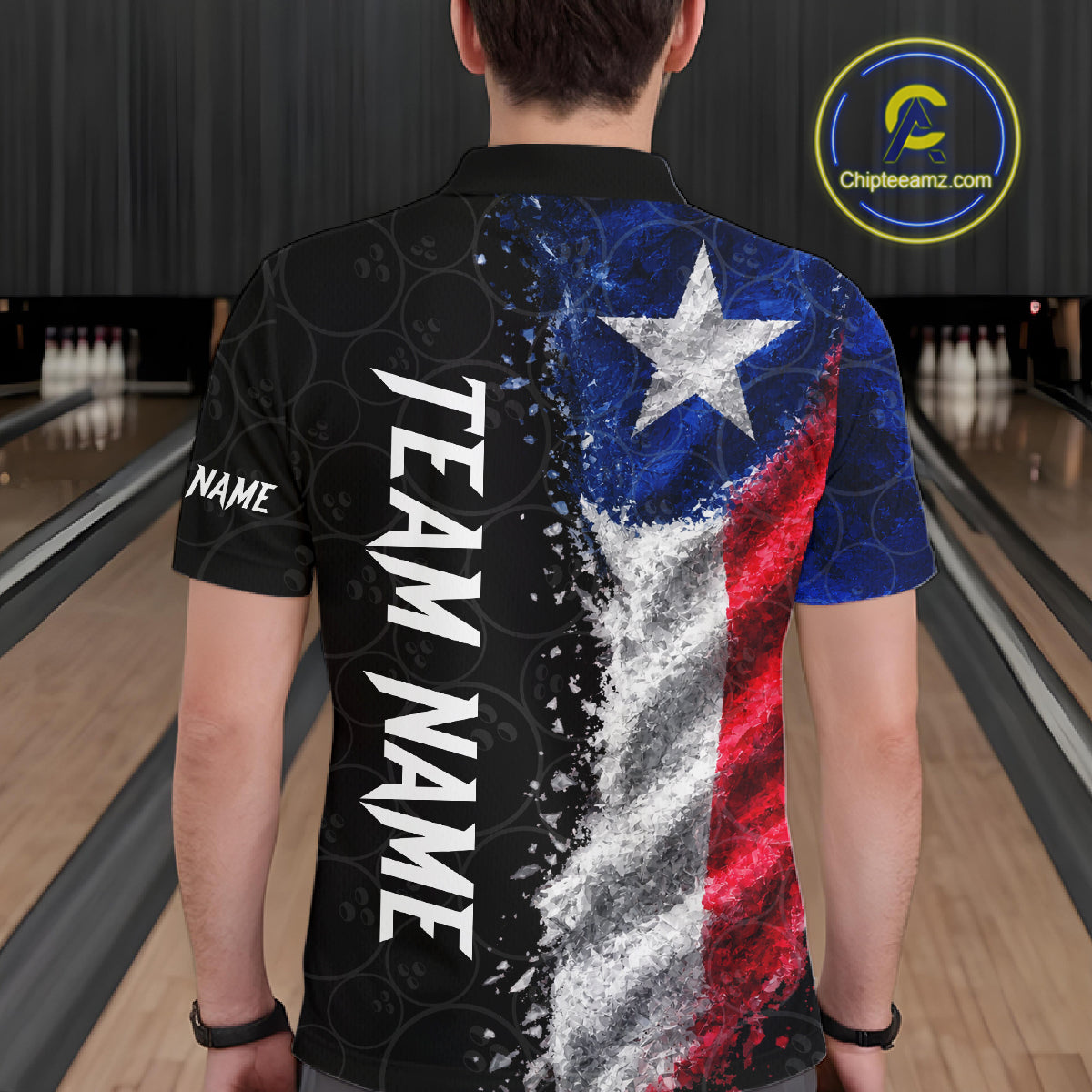 Custom Texas Flag Bowling Shirt, Patriotic Bowling Team Jersey Polo & Quarter Zip For Men TDM7358
