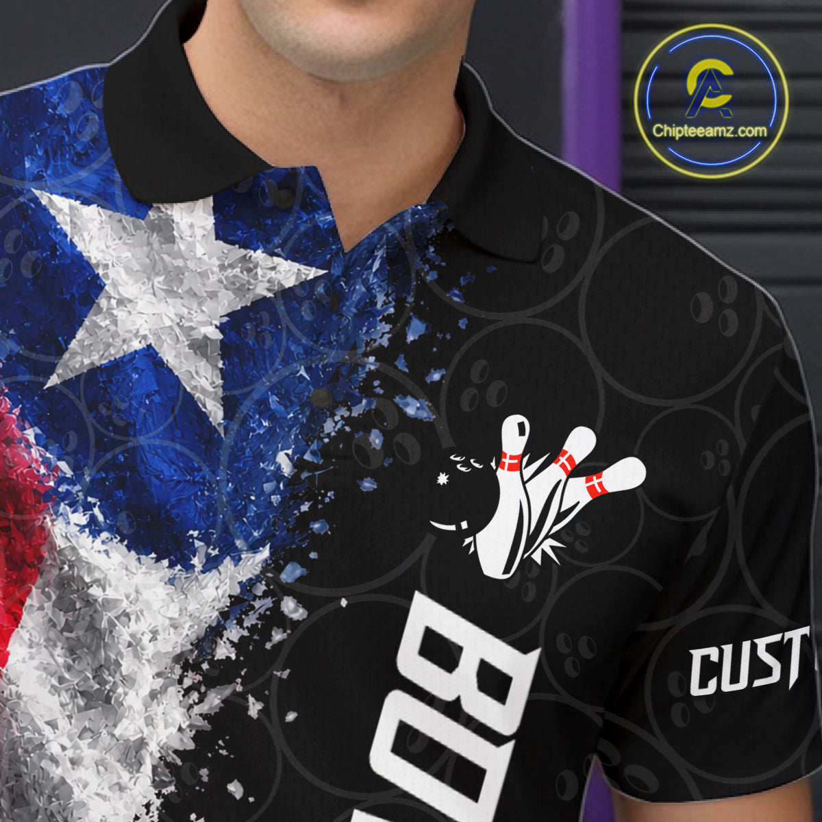 Custom Texas Flag Bowling Shirt, Patriotic Bowling Team Jersey Polo & Quarter Zip For Men TDM7358