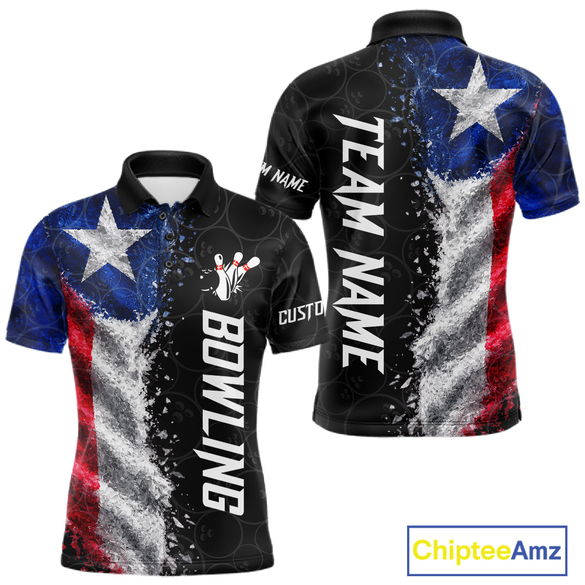 Custom Texas Flag Bowling Shirt, Patriotic Bowling Team Jersey Polo & Quarter Zip For Men TDM7358