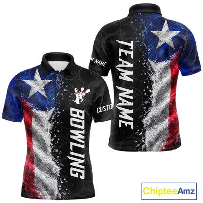 Custom Texas Flag Bowling Shirt, Patriotic Bowling Team Jersey Polo & Quarter Zip For Men TDM7358