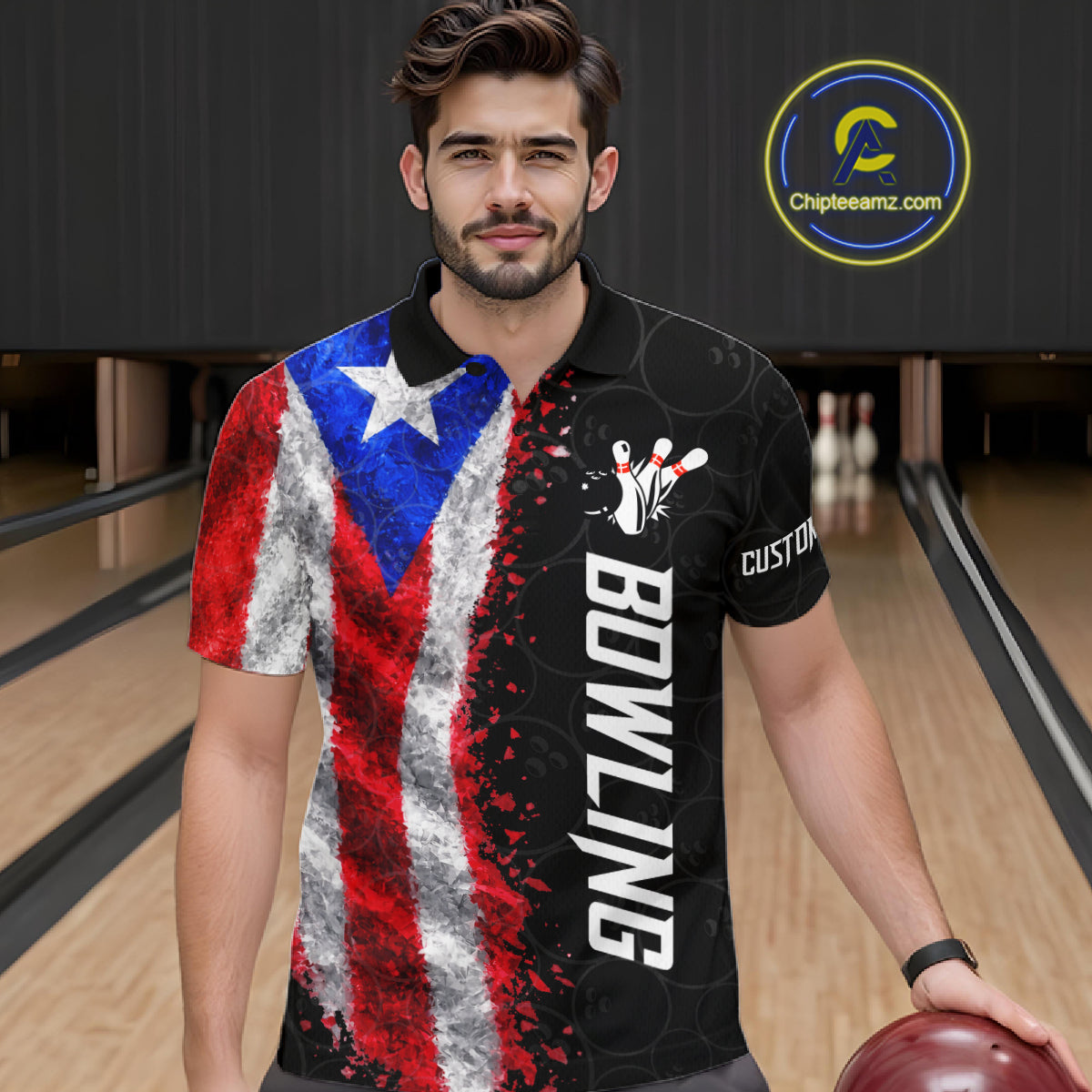 Custom Puerto Rico Flag Bowling Shirt, Patriotic Bowling Team Jersey Polo & Quarter Zip For Men TDM7360