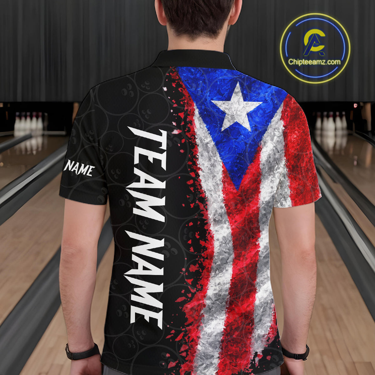 Custom Puerto Rico Flag Bowling Shirt, Patriotic Bowling Team Jersey Polo & Quarter Zip For Men TDM7360