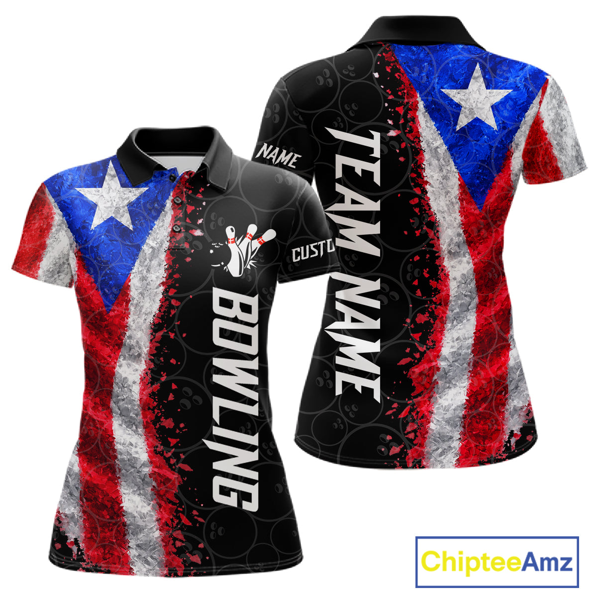 Custom Puerto Rico Flag Bowling Shirt, Patriotic Bowling Team Jersey Polo & Quarter Zip For Women TDM7360