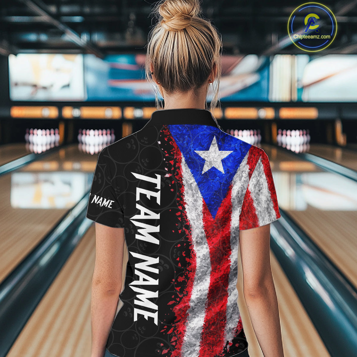 Custom Puerto Rico Flag Bowling Shirt, Patriotic Bowling Team Jersey Polo & Quarter Zip For Women TDM7360