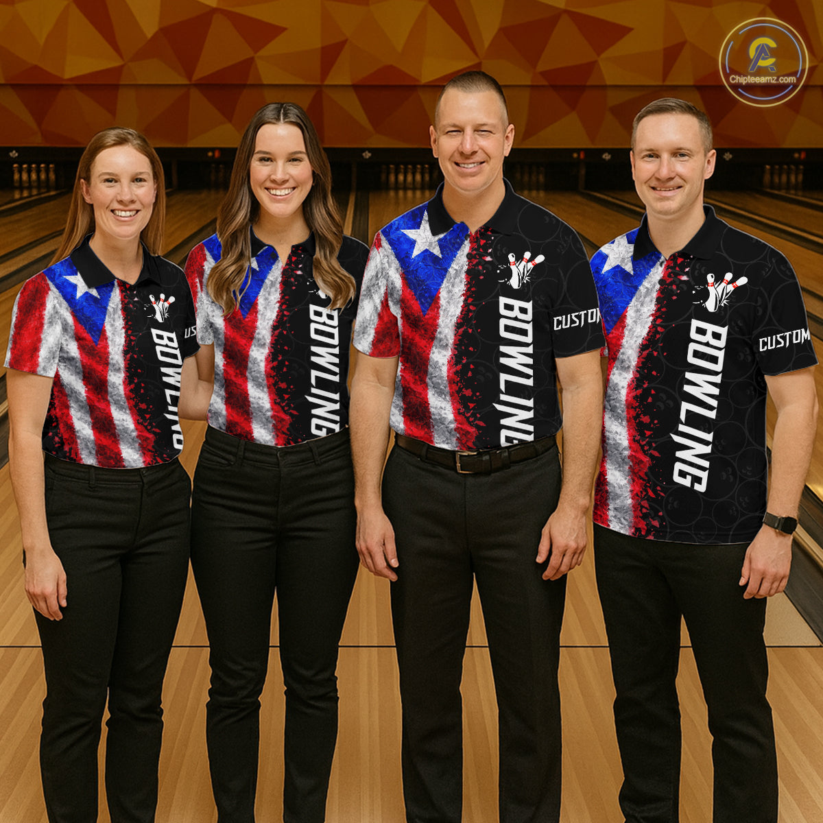 Custom Puerto Rico Flag Bowling Shirt, Patriotic Bowling Team Jersey Polo & Quarter Zip For Men TDM7360