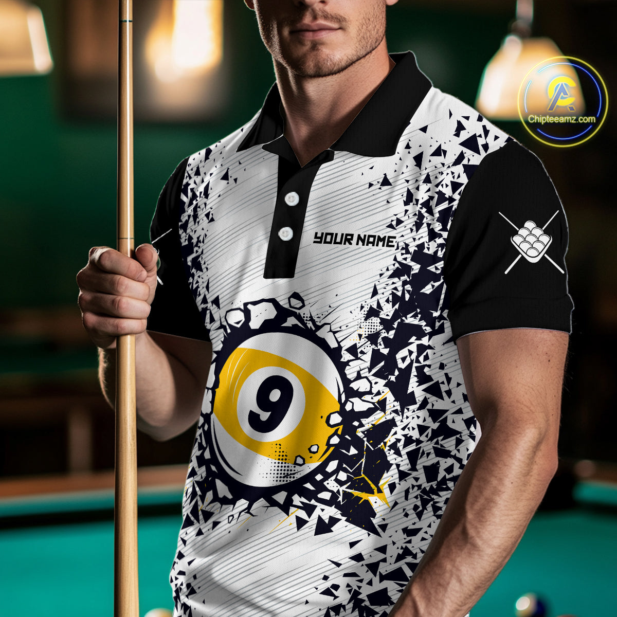 Funny Crack 9 Ball Billiard Polo & 1/4 Zip For Men Custom 9 Ball Pool Team Shirt, Billiard Jersey TDM4897