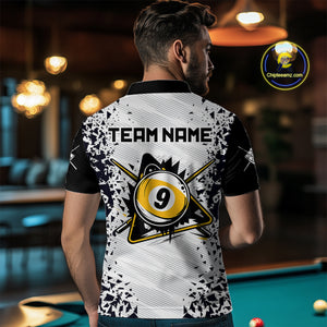 Funny Crack 9 Ball Billiard Polo & 1/4 Zip For Men Custom 9 Ball Pool Team Shirt, Billiard Jersey TDM4897