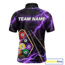 Load image into Gallery viewer, Purple 9 Ball Thunder Lightning Billiard Shirts For Men Custom Pool Team Jersey Polo &amp; 1/4 Zip TDM5979