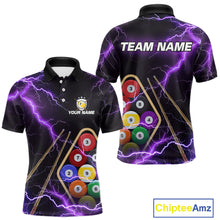 Load image into Gallery viewer, Purple 9 Ball Thunder Lightning Billiard Shirts For Men Custom Pool Team Jersey Polo &amp; 1/4 Zip TDM5979