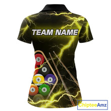 Load image into Gallery viewer, Yellow 9 Ball Thunder Lightning Billiard Shirts For Women Custom Pool Team Jersey Polo &amp; 1/4 Zip TDM5980