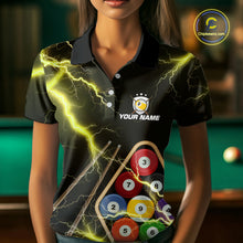 Load image into Gallery viewer, Yellow 9 Ball Thunder Lightning Billiard Shirts For Women Custom Pool Team Jersey Polo &amp; 1/4 Zip TDM5980