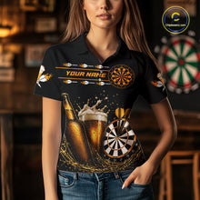 Load image into Gallery viewer, Custom Yellow Funny Dartboard Beer Darts Shirt For Women, Darts Team Jersey Polo &amp; Quarter Zip TDM6453