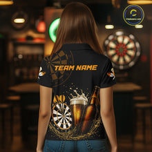 Load image into Gallery viewer, Custom Yellow Funny Dartboard Beer Darts Shirt For Women, Darts Team Jersey Polo &amp; Quarter Zip TDM6453