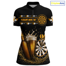 Load image into Gallery viewer, Custom Yellow Funny Dartboard Beer Darts Shirt For Women, Darts Team Jersey Polo &amp; Quarter Zip TDM6453