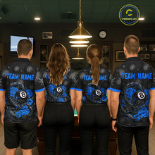 Load image into Gallery viewer, Black Blue 8 Ball Scorpion Roses Billiard Shirt For Women Custom Pool Team Shirt, Billiard Jersey TDM5346