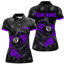 Load image into Gallery viewer, Black Purple 8 Ball Scorpion Roses Billiard Shirt For Women Custom Pool Team Shirt, Billiard Jersey TDM5347