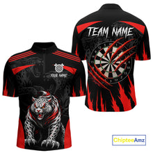 Load image into Gallery viewer, Black And Red Custom Leopard Darts Shirt For Men, Darts Team Jersey Polo &amp; Quarter Zip TDM5625