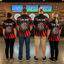 Load image into Gallery viewer, Black And Red Custom Leopard Darts Shirt For Men, Darts Team Jersey Polo &amp; Quarter Zip TDM5625
