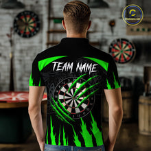 Load image into Gallery viewer, Black And Green Custom Leopard Darts Shirt For Men, Darts Team Jersey Polo &amp; Quarter Zip TDM5627